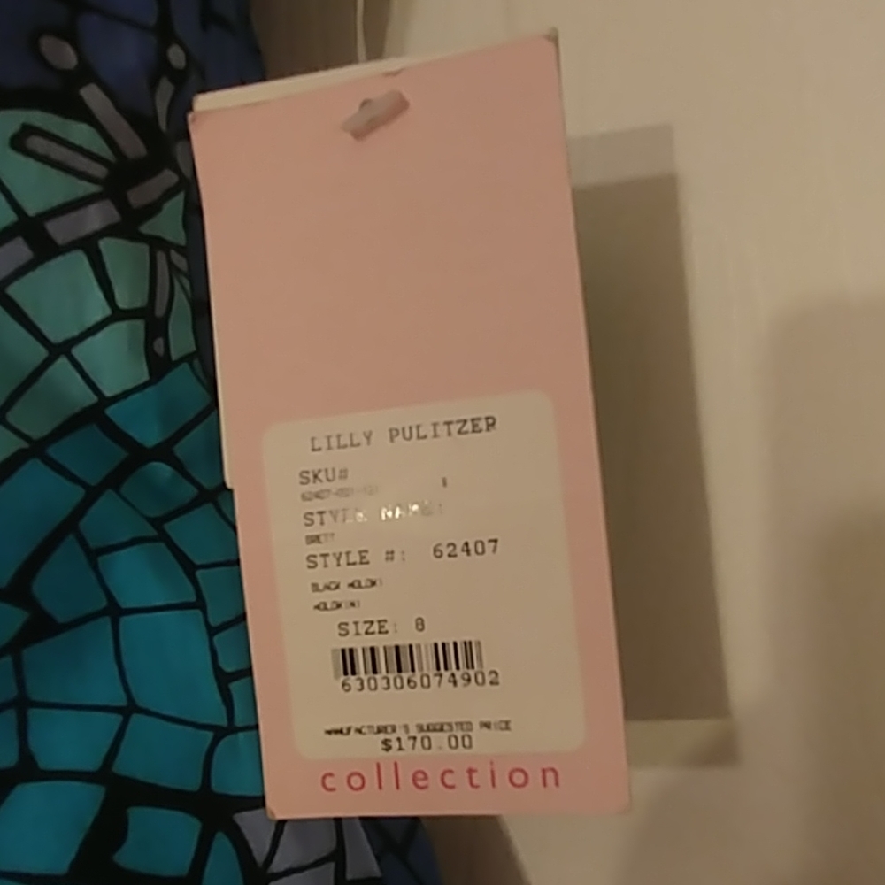 Lilly Pulitzer Cotton/Spandex Blue Mosaic Butterfly Summer Dress sz 8 NWT - Picture 5 of 6